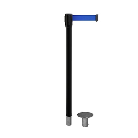 Retractable Belt Removable Stanchion, 2ft Black Post  7.5ft Blue Belt